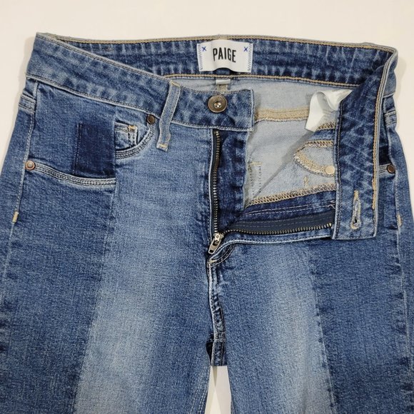 PAIGE High Rise Straight Crop Raw Hem Two Tone Denim Jean in Lyla - Picture 9 of 12